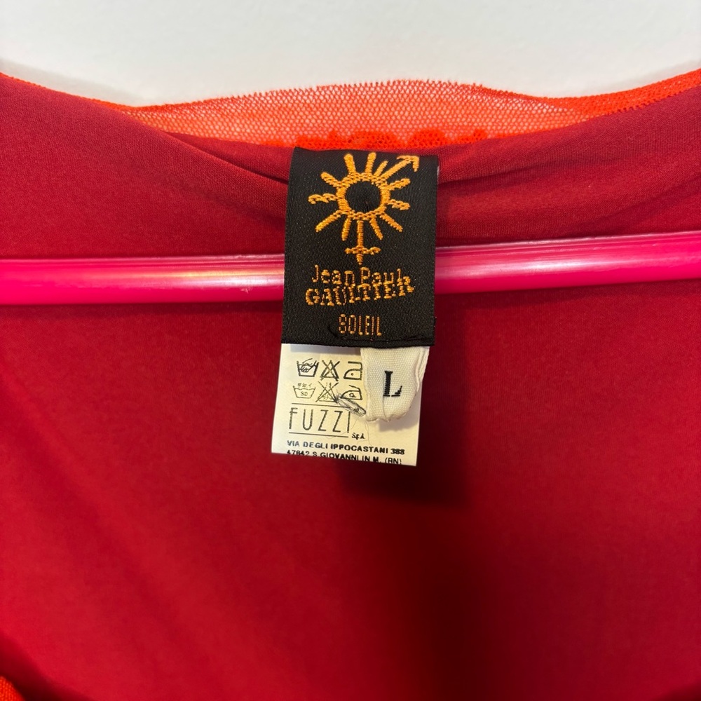 Vintage Jean Paul Gaultier Soleil Red Lace Dress size large - Picture 6 of 10